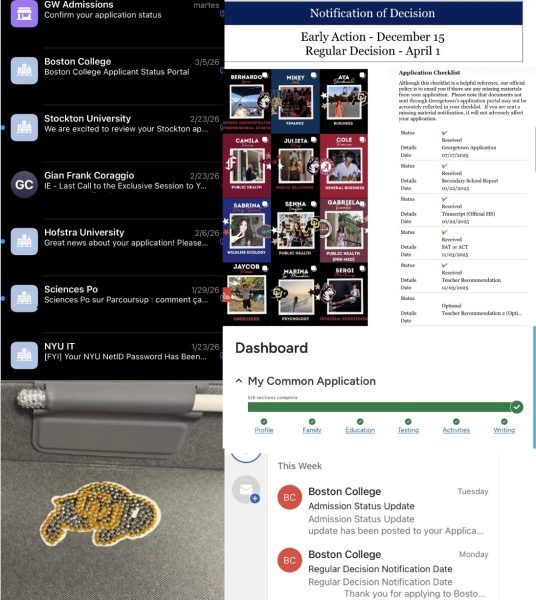 This compilation collage features the last few months for the typical senior: Acceptances, emails, deferrals, and rejections.