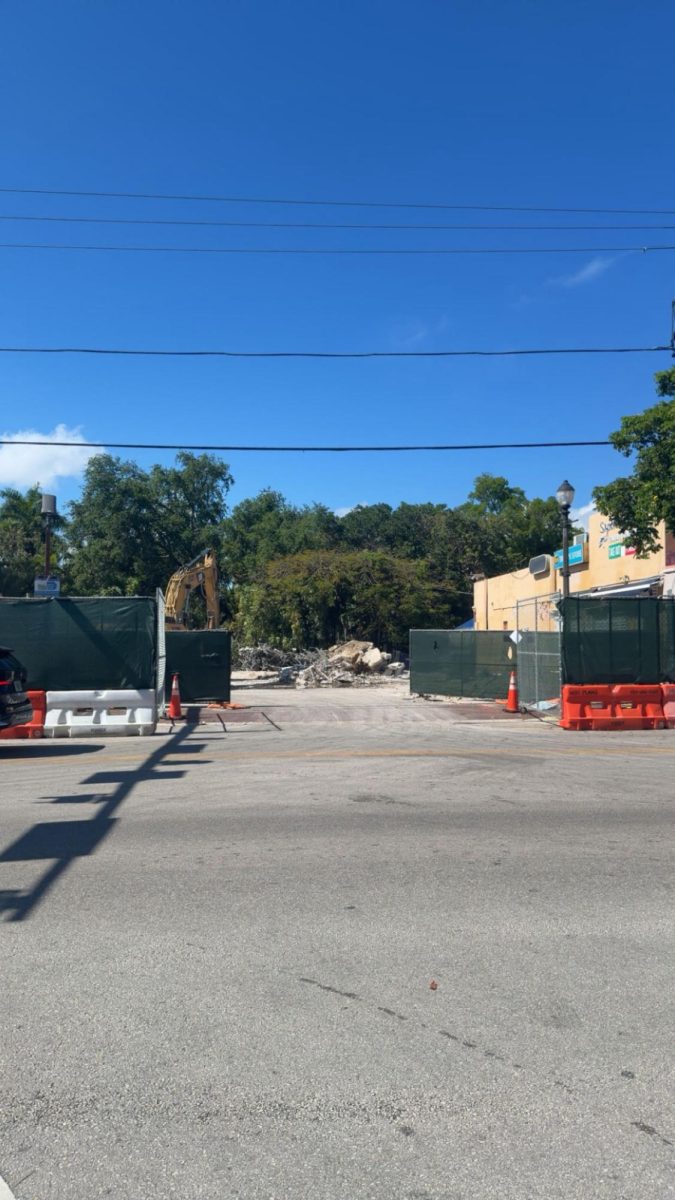 The demolition of Grand 7th and The Last Carrot as of April 17, 2026.: The building on the right, housing the laundromat, is next to be demolished. 