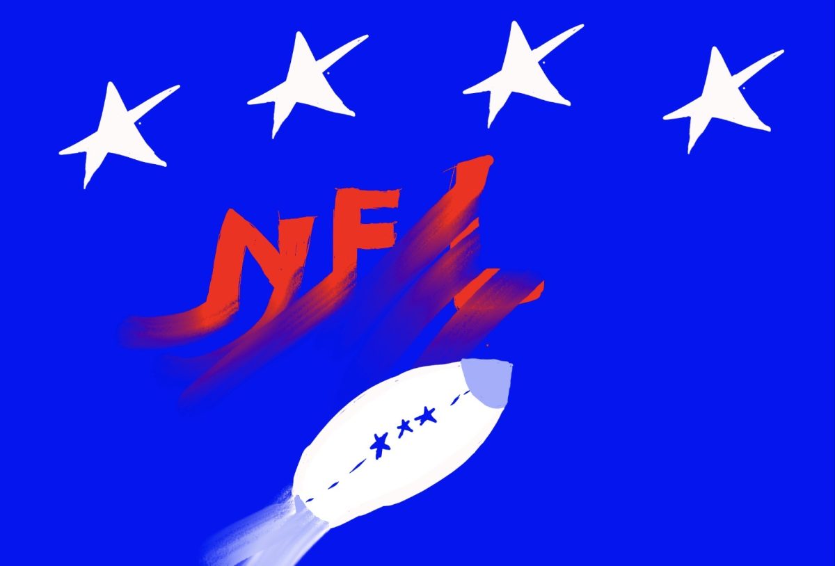 A drawing of the NFL logo  is used to convey the high spirits in this NFL draft.