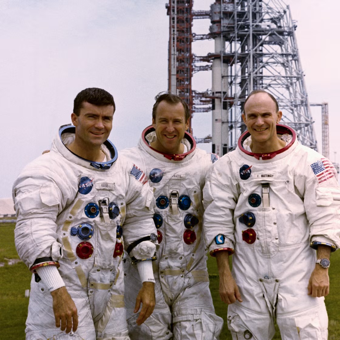 Astronauts Jim Lovell, Jack Swigert, and 
Fred Haise before the launch of Apollo 13. 

