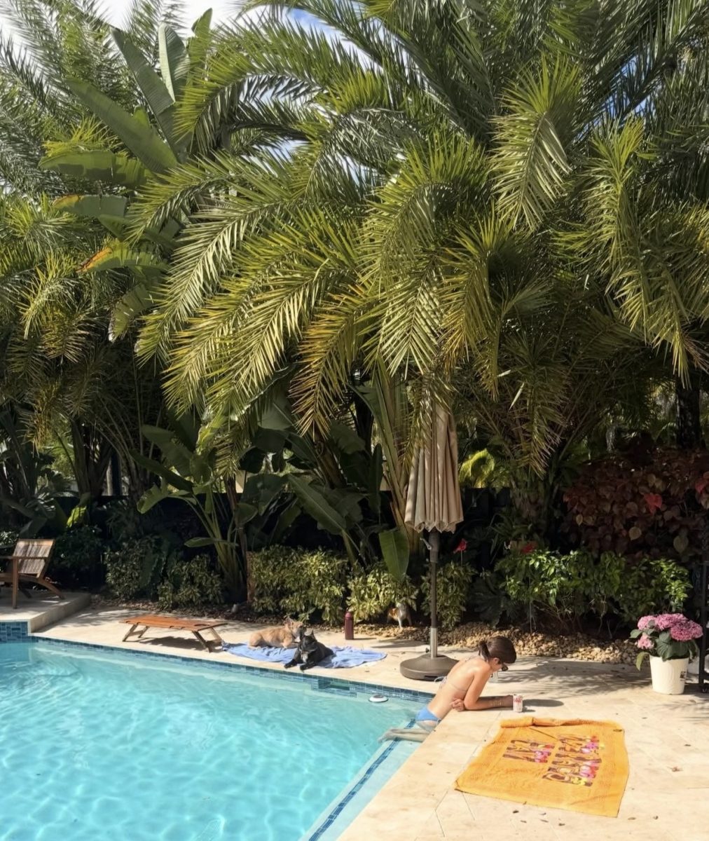 Sophomore Olivia Saumell loves spending her weekends reading in her pool alongside the company of her dogs, instead of being indoors on her
phone.