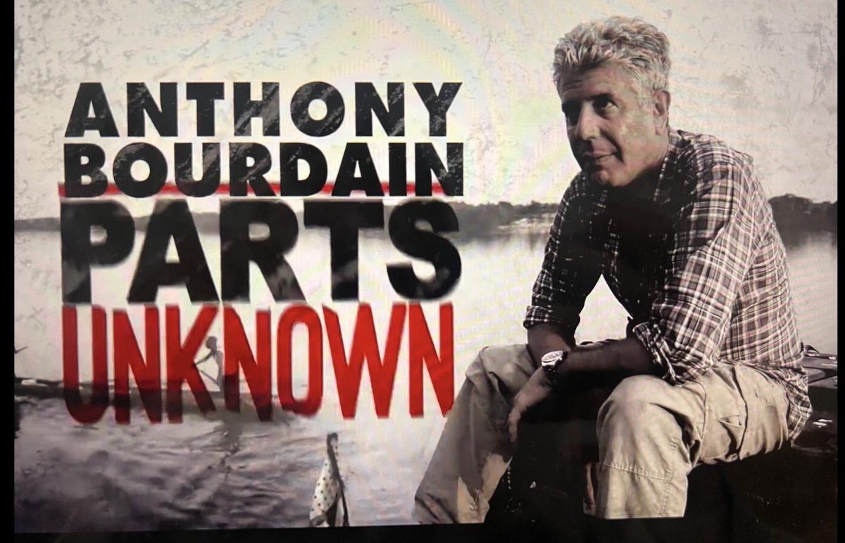 This picture taken of Anthony Bourdain's famous TV series, Parts Unknown, is displayed on an iPad.
