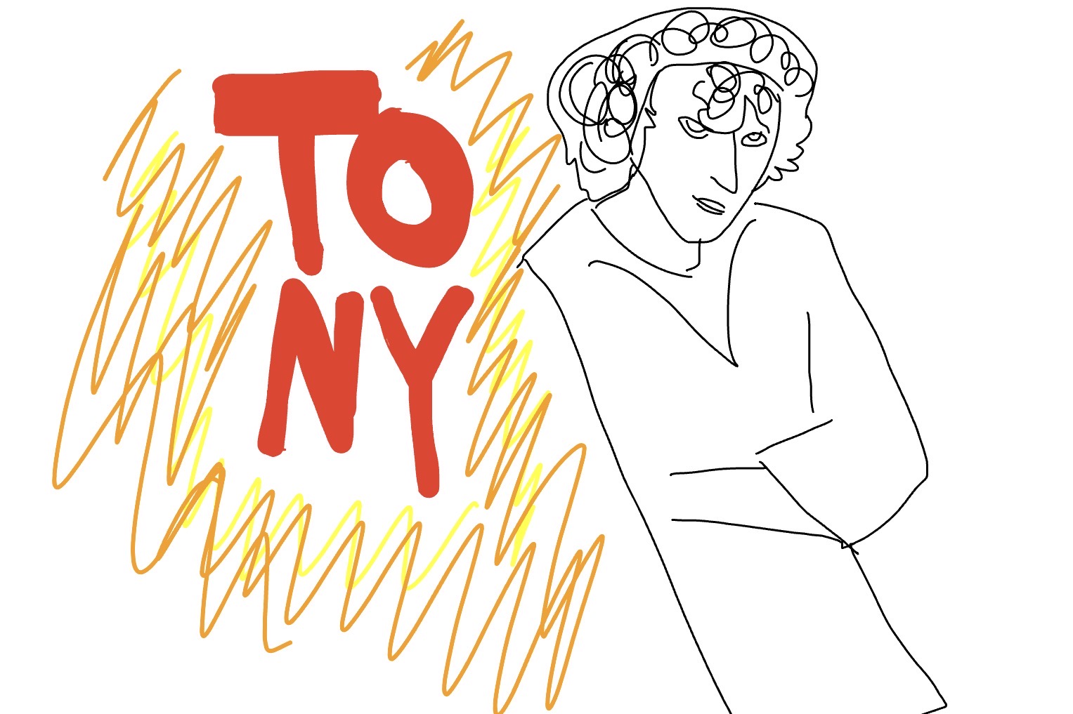 This line drawing captures the image of Dominic Sessa who will play a young Anthony Bourdain in the biopic TONY.
