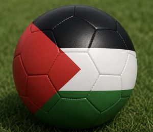 This image, originally a WhatsApp sticker, represents a soccer ball printed with the Palestinian flag. This image shows the world that sports can bring people together to share a message just like professional player, Lamine Yamal, recently demonstrated.  