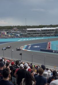 At the Miami F1 Race, three cars zoom past in their quest to place high on the leaderboard this past Sunday.