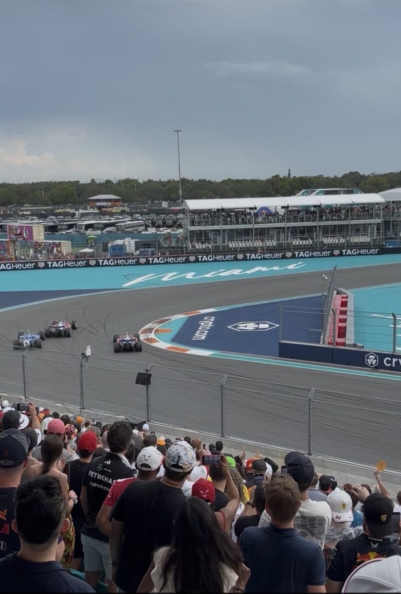 At the Miami F1 Race, three cars zoom past in their quest to place high on the leaderboard this past Sunday.