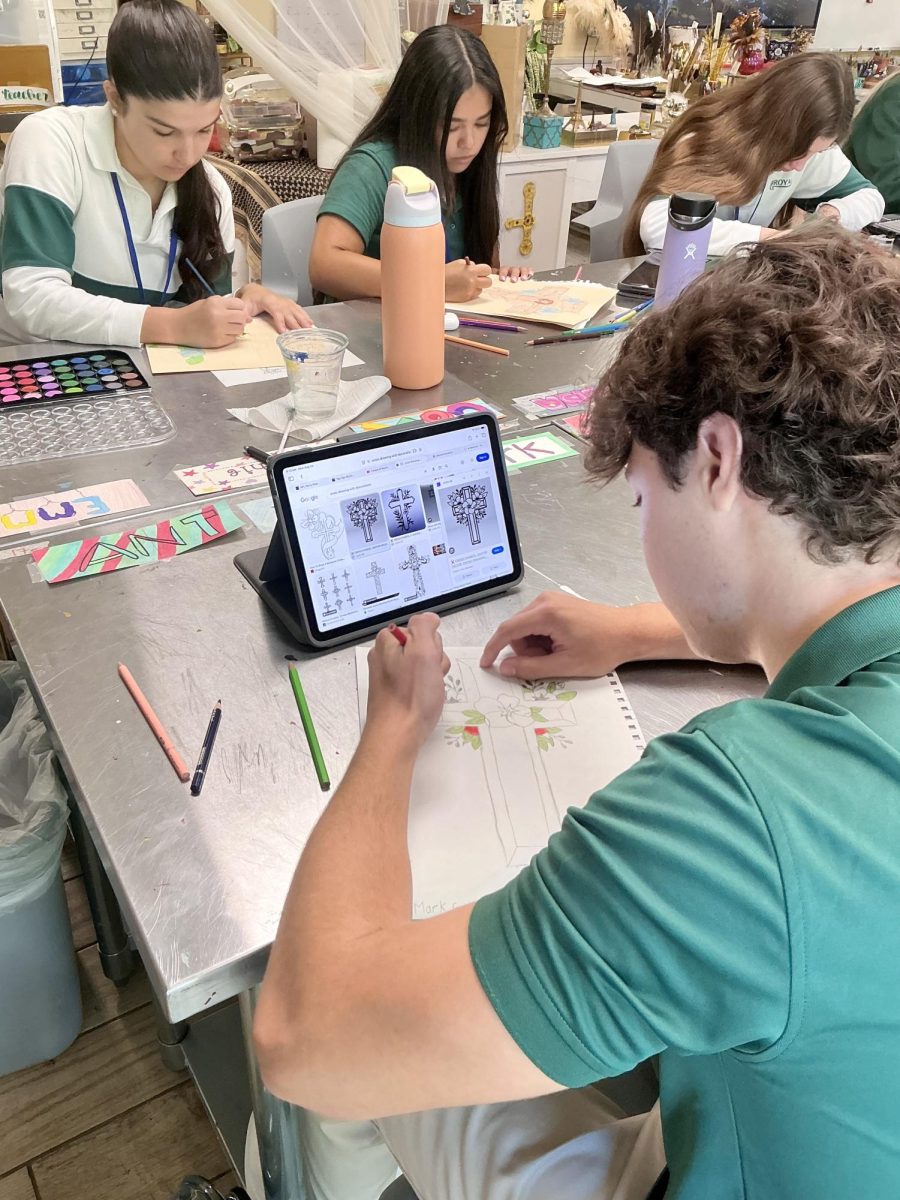 Junior, Mark Gutman drawing a picture of a cross in Youth center 