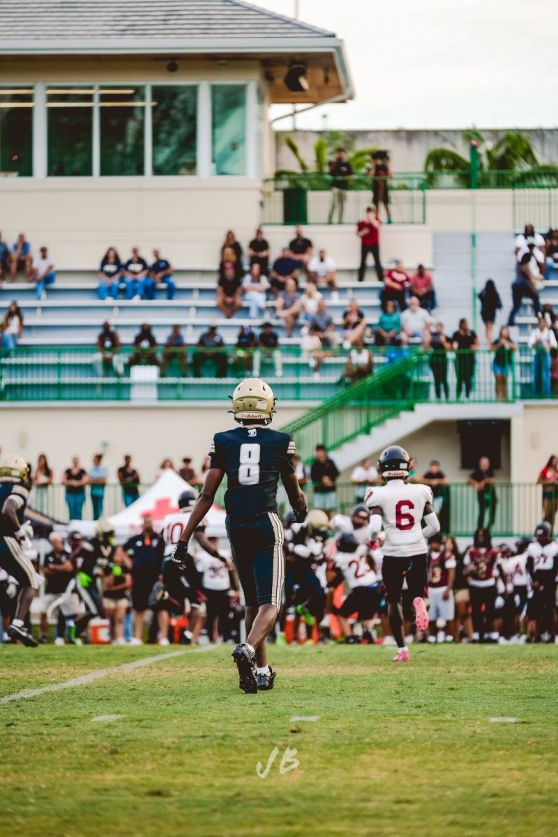 Junior Jayvion Robinson steps on the field ready for another exciting Varsity Football game.
