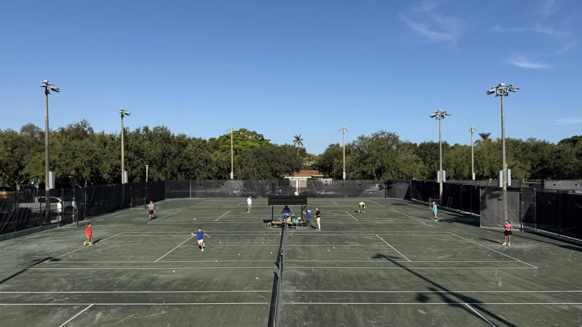 Tennis players at Salvadore Tennis Park in Coral Gables develop their skills during the free practice session available on courts one through four. 
