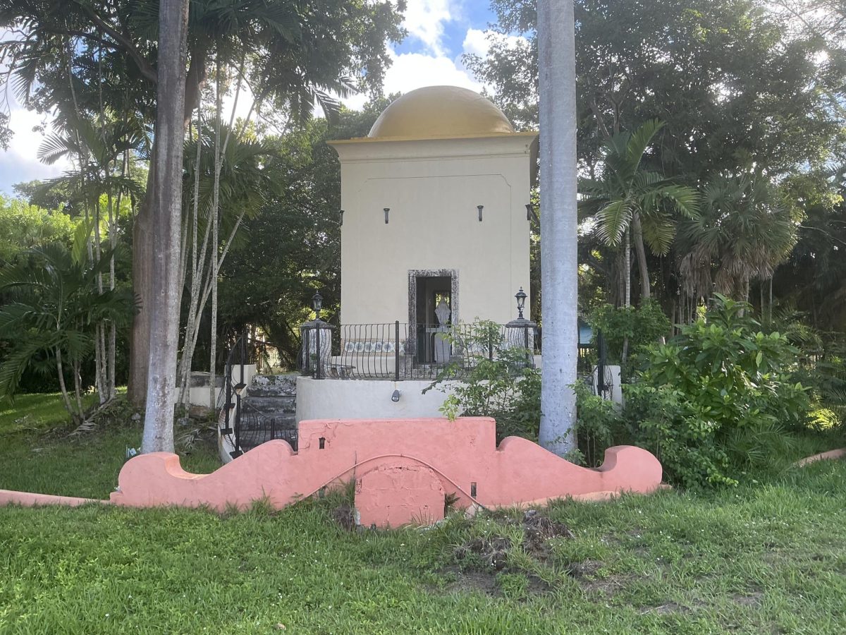 An Image Of The “Moon Temple” On campus reveals a small statue of Mary Mother Of God inside.
