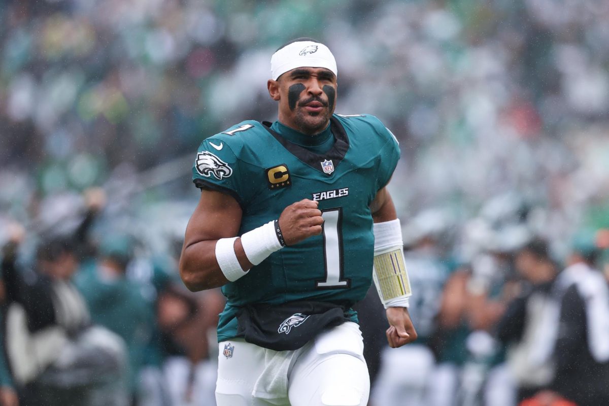 Oct 4, 2026; Philadelphia, Pennsylvania, USA; Philadelphia Eagles quarterback Jalen Hurts (1) before kick off against the Los Angeles Rams at Lincoln Financial Field. Bill Streicher-Imagn Images/ File Photo