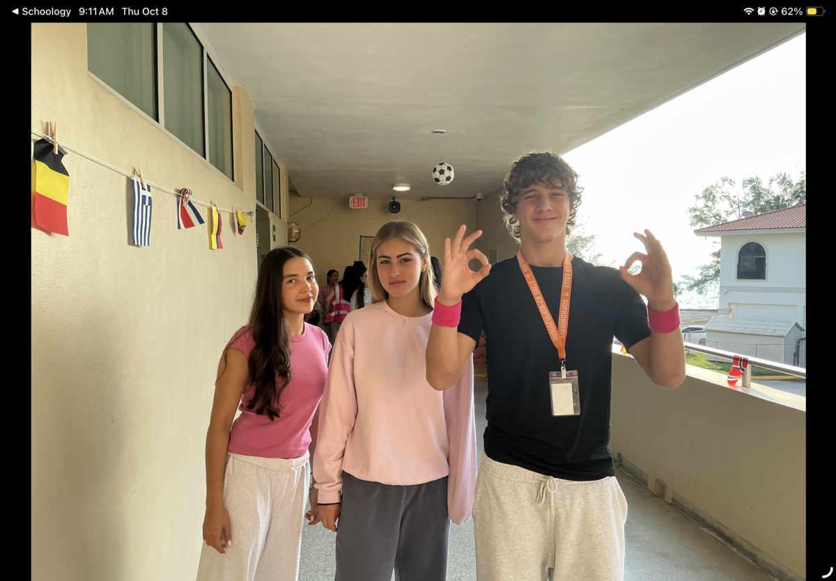 Students show their pride and support wearing pink to support the fight against breast cancer.