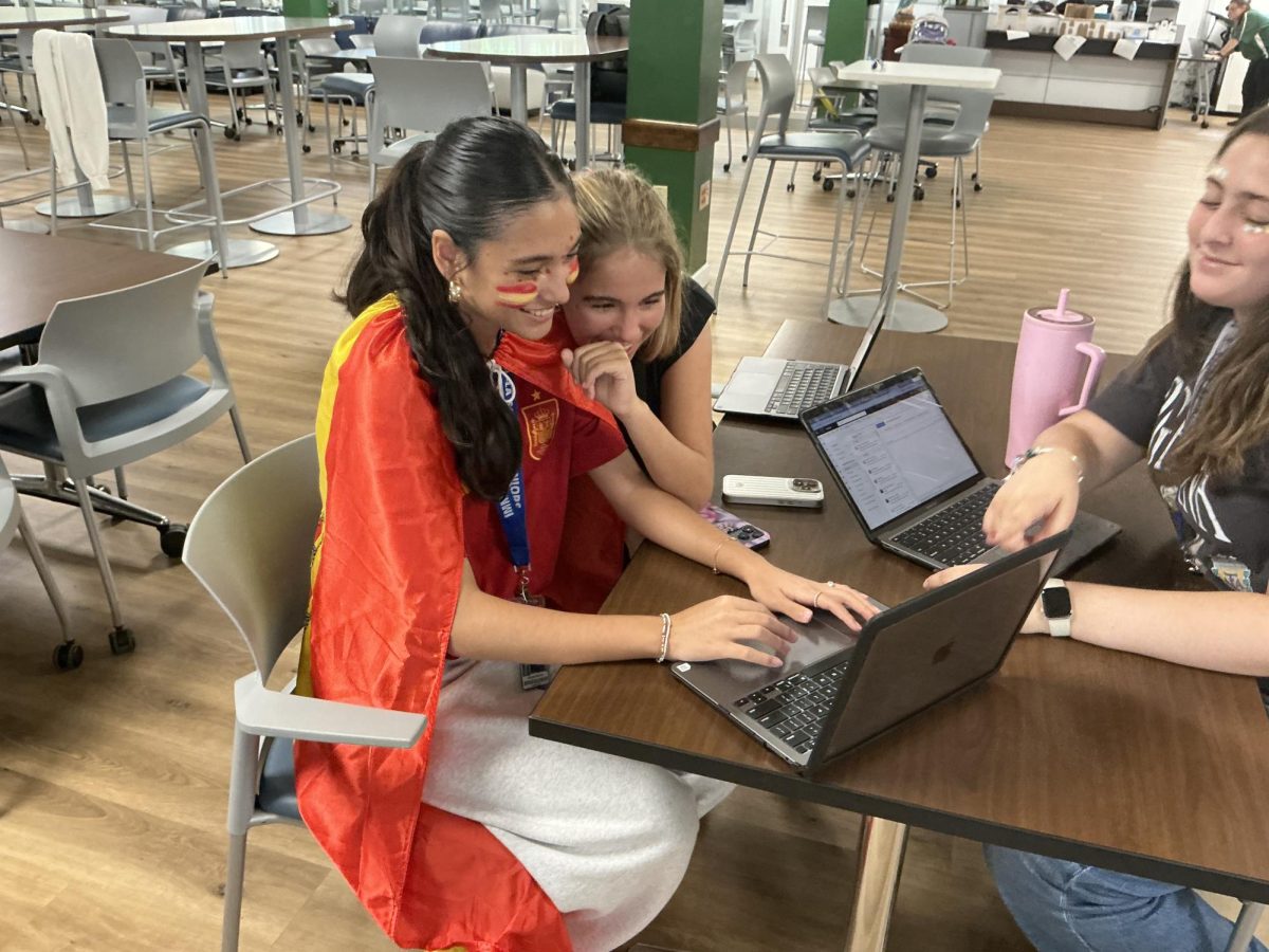 Junior Chayah Hapitan is all dressed up while repping the Spain flag during yearbook class.