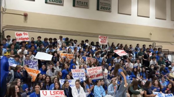 The junior class gets excited ahead of the Color Wars Pep Rally.