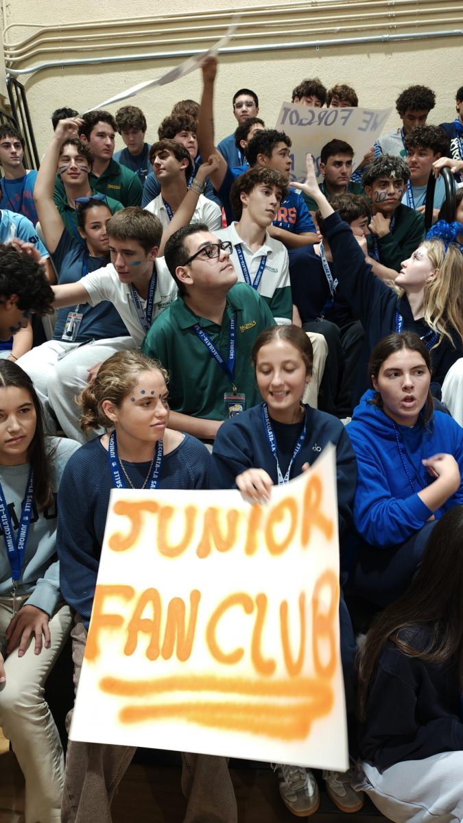 The blue tsunami takes over the pep rally.
