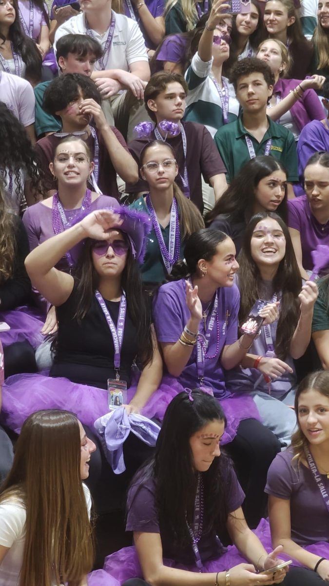 Purple power! Freshman get ready for the Pep Rally.