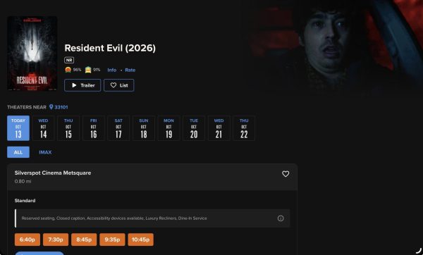 This screenshot of the Fandango website illustrates when you can purchase tickets to view Resident Evil.