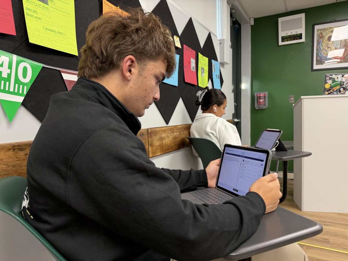 Senior Ozvaldo IV Ozon takes an SAT Suite prep session for the upcoming fall SAT date. 